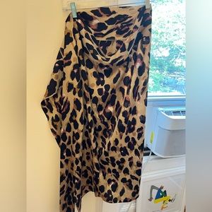 Never fully dressed wrap satin leopard print shirt